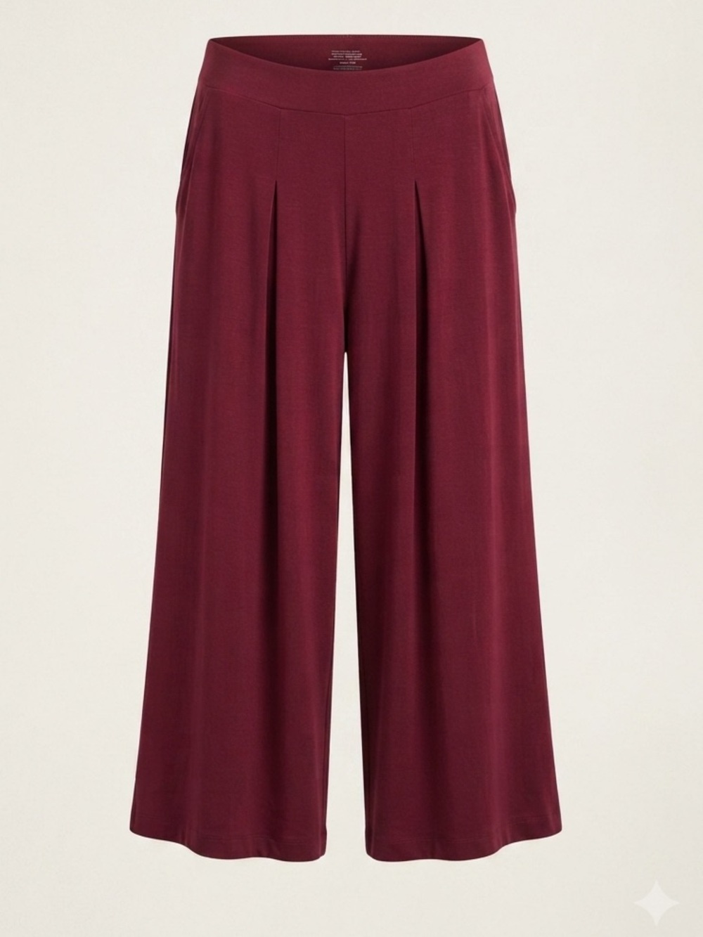 Peruvian Connection Twyla Wide Leg Knit Pants Burgundy Pleated Palazzo Lagenlook